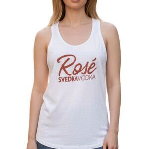 Svedka Rose Vodka Liquor Logo White Red Racer Back Tank Top Unisex Size S